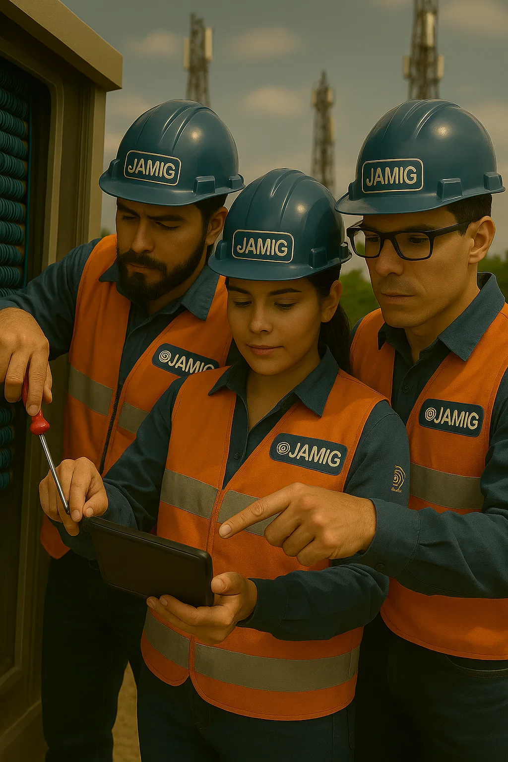 Equipo de JAMIG TELECOM en operación